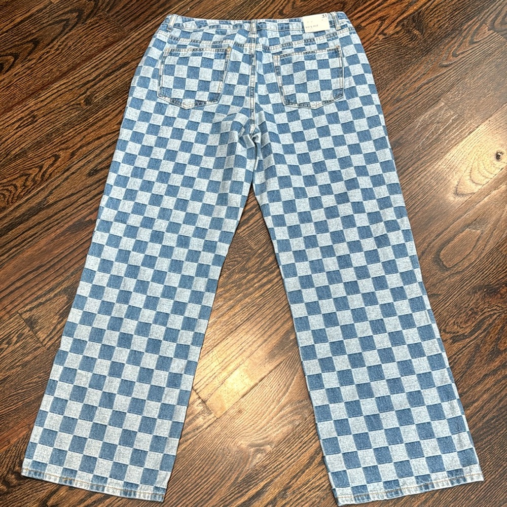 Forever 21 Blue and White Checkered Women Jeans - Picture 5 of 8
